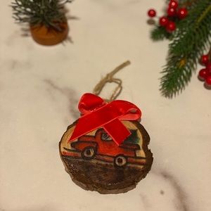 Red truck hand painted Christmas ornament